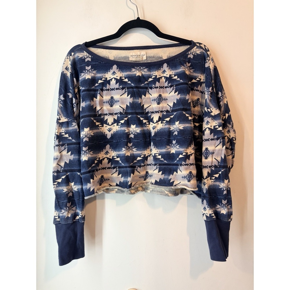 Denim & Supply Ralph Lauren Southwestern Print Boxy Cropped Knit Top Medium